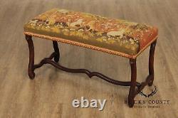 Antique French Louis XIV Style Os De Mouton Needlepoint Bench