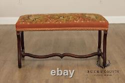 Antique French Louis XIV Style Os De Mouton Needlepoint Bench