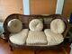 Antique French Louis XV Style Cane Back Sofa, Carved Walnut, Late 19th Century