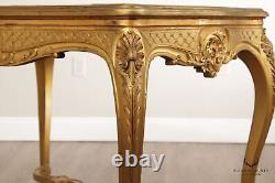 Antique French Louis XV Style Giltwood and Onyx Parlor Table