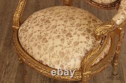 Antique French Louis XVI Style Carved Giltwood Fauteuil Armchair