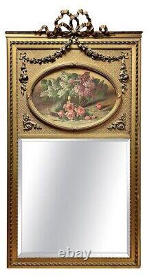 Antique French Louis XVI Trumeau Mirror Late 19th Century Original Painting