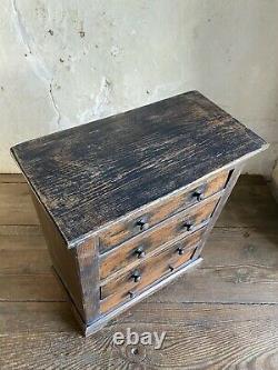 Antique French Miniature Wooden Chest of Drawers Apprentice Piece Late 19thC