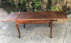 Antique French Oak Carved Parquet Dining table draw leaf c. Late 19th century