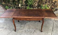 Antique French Oak Carved Parquet Dining table draw leaf c. Late 19th century