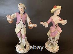 Antique French Old Paris Vincent Dubois Pair porcelain figurine late 1890 Lady