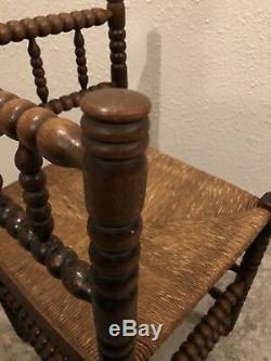 Antique French Rush Seat Victorian Corner Chair C. Late 19th Century