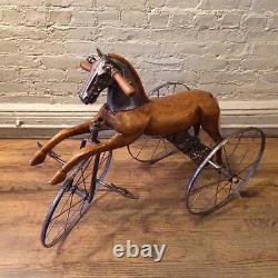 Antique French Velocipede Toy Horse Tricycle