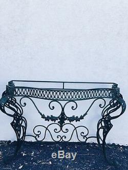 Antique French Wrought Iron Marble Top Entry Way Console Table late 19th Century
