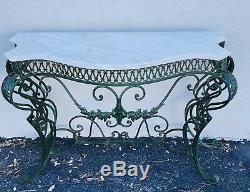 Antique French Wrought Iron Marble Top Entry Way Console Tablelate 19th Century
