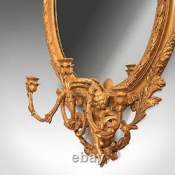 Antique Girandole Gilt Gesso Mirror, Wall, Vanity, Rococco, Late Georgian c. 1800