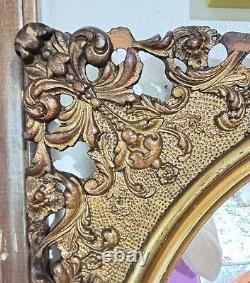 Antique Gold Gilded Carved Wood Mirror Late 19th Century Ornate 1890s Mirror