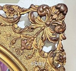 Antique Gold Gilded Carved Wood Mirror Late 19th Century Ornate 1890s Mirror