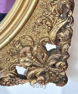 Antique Gold Gilded Carved Wood Mirror Late 19th Century Ornate 1890s Mirror