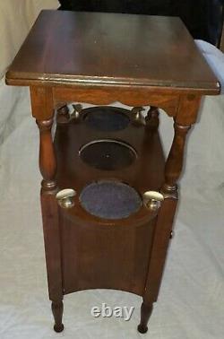 Antique H T Cushman North Bennington Vermont Smoking Stand withCompartment(no key)