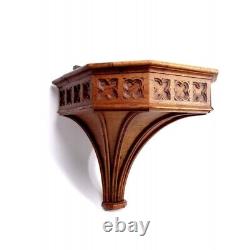 Antique Hand Carved Oak Wood Wall Hung Console From A Church Late 19th Century