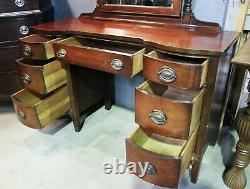 Antique Hepplewhite Style Late 19th c. Mahogany Vanity Desk with Mirror
