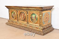 Antique Italian Renaissance Giltwood Hand Painted Cabinet or Credenza