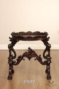 Antique Italian Renaissance Revival Figural Carved Tray Top Table