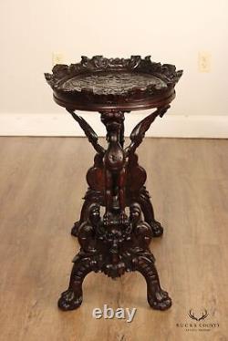 Antique Italian Renaissance Revival Figural Carved Tray Top Table