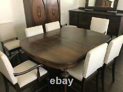 Antique Jacobean Style Wood Dining Room Set late 1800s 12 pieces Ottowa Furn. Co