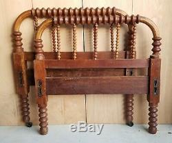 Antique Jenny Lind Wooden Hand Turned Spindle Bed Late 1800s Head & Foot Boards