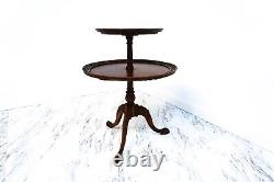 Antique Late 1800's English Mahogany Two Tier Pie Crust Accent Table