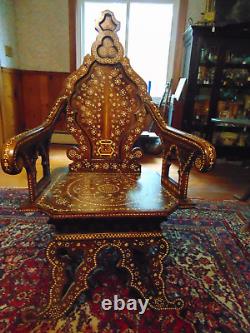 Antique Late 1800's Moroccan Heavily Inlaid Armchair- Ex Cond