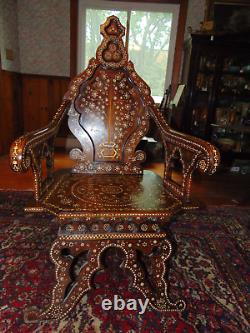 Antique Late 1800's Moroccan Heavily Inlaid Armchair- Ex Cond