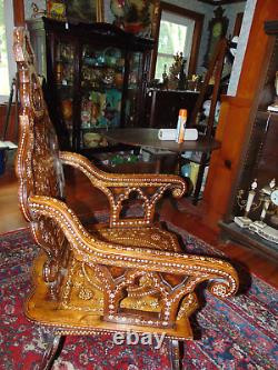 Antique Late 1800's Moroccan Heavily Inlaid Armchair- Ex Cond