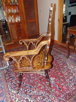 Antique Late 1800's Moroccan Heavily Inlaid Armchair- Ex Cond