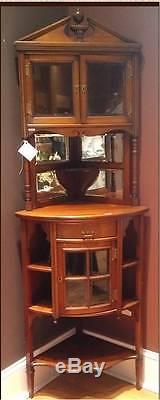 Antique Late 1800's Victorian Mahogany/Walnut Corner Display Cabinet Cupboard
