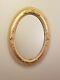 Antique Late 1800's Victorian Ornate Gilt Wood Oval Wall Mirror withGesso Details