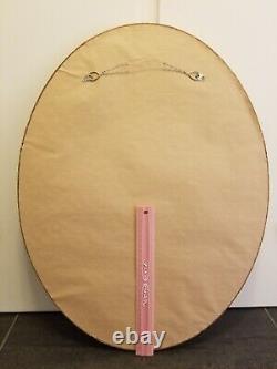 Antique Late 1800's Victorian Ornate Gilt Wood Oval Wall Mirror withGesso Details