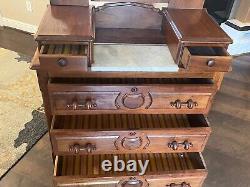 Antique Late 1800's Victorian Walnut Victorian Dresser 5 drawer