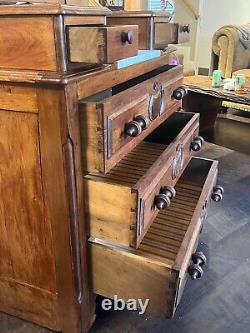 Antique Late 1800's Victorian Walnut Victorian Dresser 5 drawer