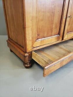 Antique Late 1800s French Farmhouse Solid Cherry Sideboard with Tile Top
