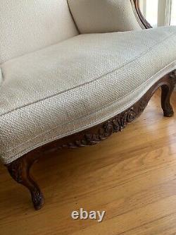 Antique Late 1800s French carved Louis XV Bergere, Chair, Armchair