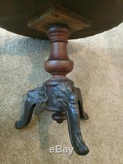 Antique Late 1800s Round Occasional / End Table Scolloped Edge Cast Iron Legs