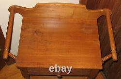 Antique Late 1800s Vintage Early American Wooden Pine Washstand Side Table
