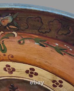 Antique Late 18th Century Italian Hand Painted Swans Floral Round Tilt Top Table