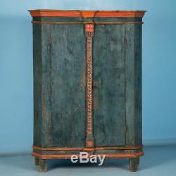 Antique Late 18th Century Swedish Armoire with Original Blue Paint