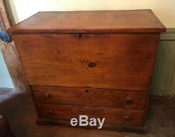 Antique Late 18th / Early 19th Century Pumpkin Pine Blanket Chest