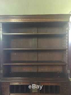 Antique Late 18th Early 19th Century Slant Front Inlaid Secretary Bookcase