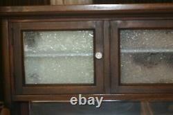 Antique Late 1910s Wooden Dental Cabinet w Frosted Glass Doors & Marble Base
