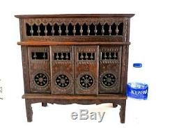 Antique Late 19c Brittany Carved Walnut Wood Miniature Hutch Cupboard Cabinet