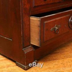 Antique Late 19th Century Burlwood Accented Walnut Drop Front Secretary Desk