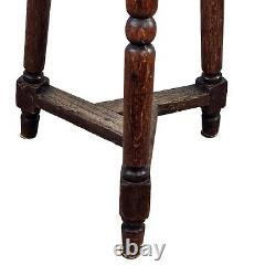 Antique Late 19th Century French Oak Tall Bar Stool 28.5