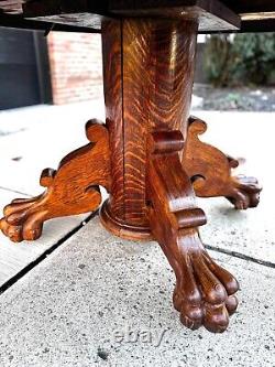 Antique Late 19th Century Tiger Wood Dining Table Claw Feet