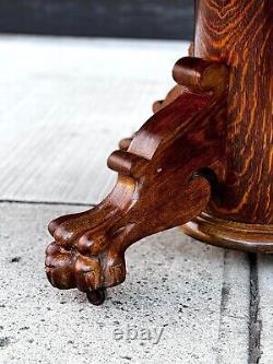 Antique Late 19th Century Tiger Wood Dining Table Claw Feet